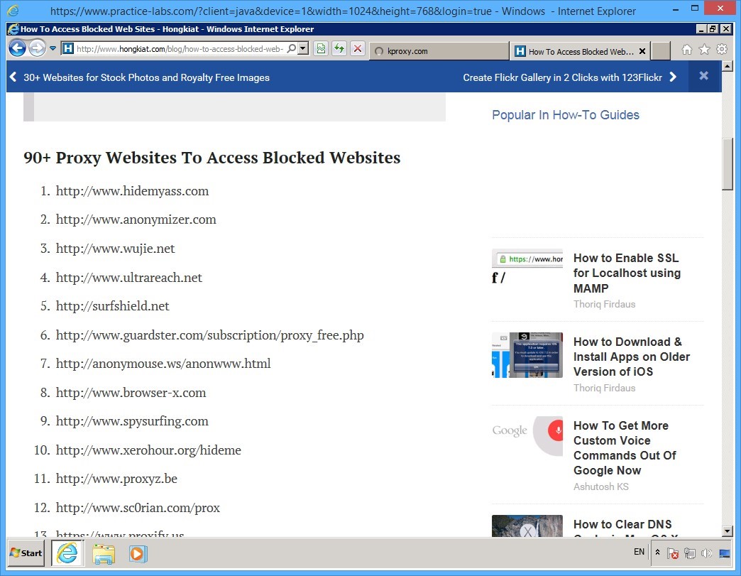 Practice Labs screenshot.